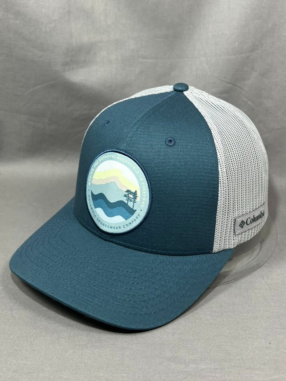 Columbia Sportswear Yupoong Trucker Hat Blue Gray Mesh Patch Snapback Adult Cap
